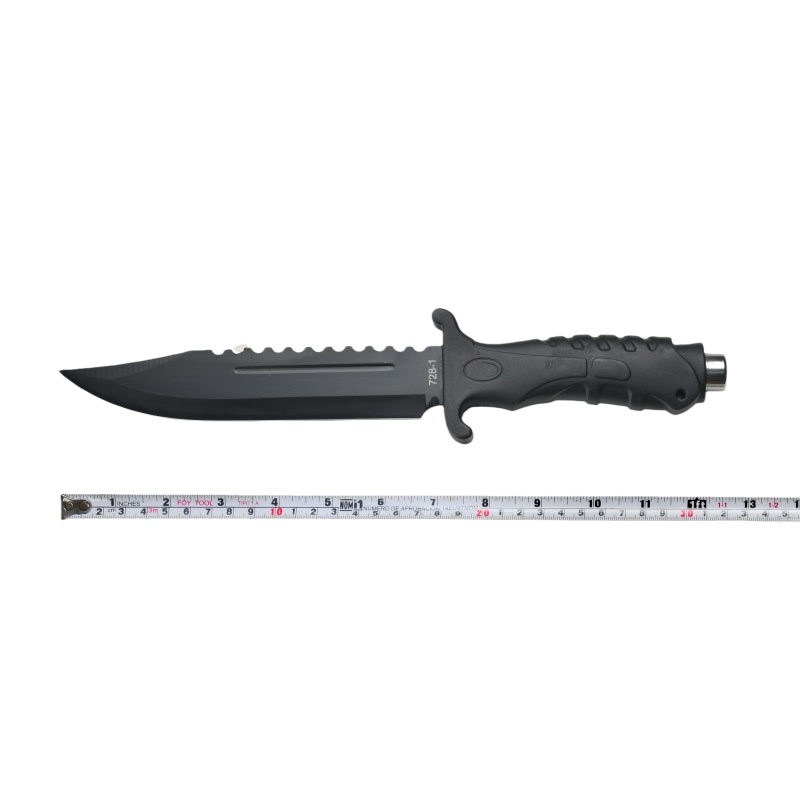 Survival camping and hiking black tactical knife, with a cool serrated blade, ideal for hunting; fixed blade design. 728 - 图片 2