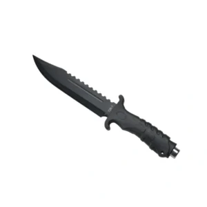 Survival camping and hiking black gear gear, with a cool serrated blade, ideal for hunting; fixed blade design. 728 - 728