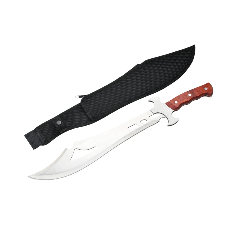 Stainless steel straight machete/barrel, outdoor hunting and survival knife with wooden handle - 图片 5