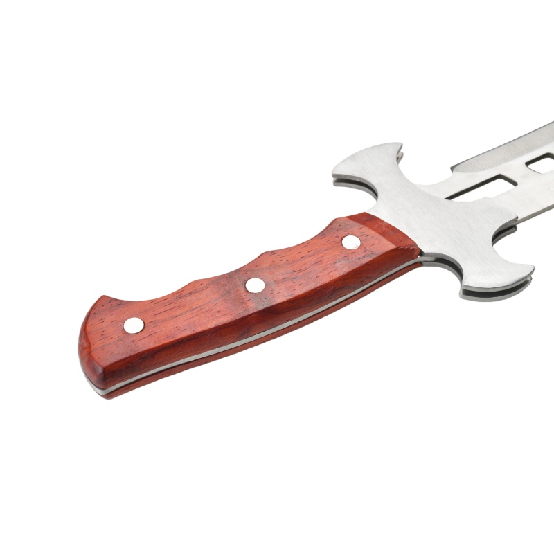 Stainless steel straight machete/barrel, outdoor hunting and survival knife with wooden handle - 图片 6