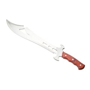 One-Piece Professional Machete — Rosewood Handle with Hollow-Out Design — Outdoor Fixed-Blade Knife